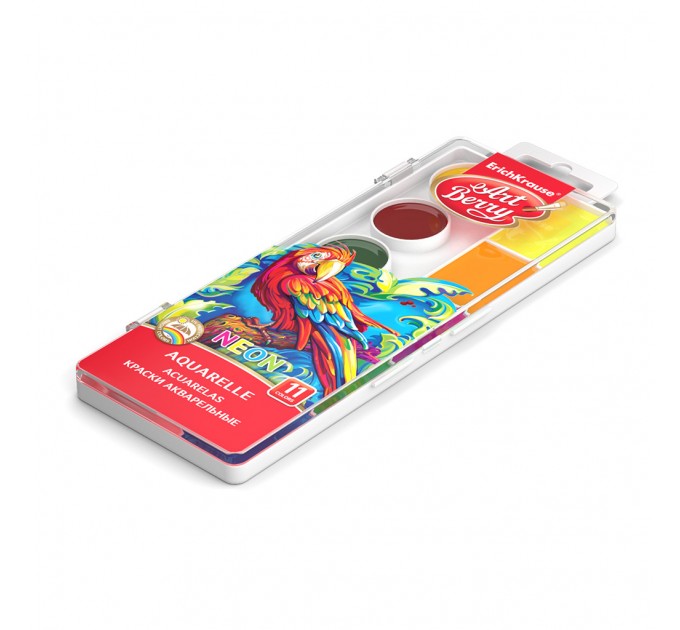 Акварель 11 цветов, неоновая, с увеличенными кюветам ArtBerry® Neon с УФ защитой яркости 53406