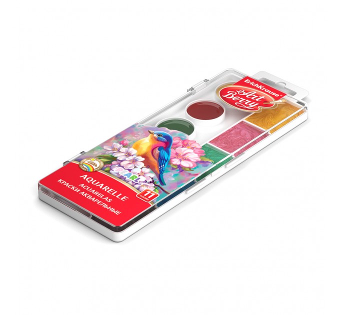 Акварель 11 цветов, перлам., с увеличенными кюветам ArtBerry® Pearl с УФ защитой яркости 53407