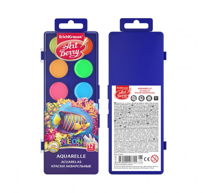 Акварель 12 цветов, неоновая, ArtBerry® Neon с УФ защитой яркости 41727