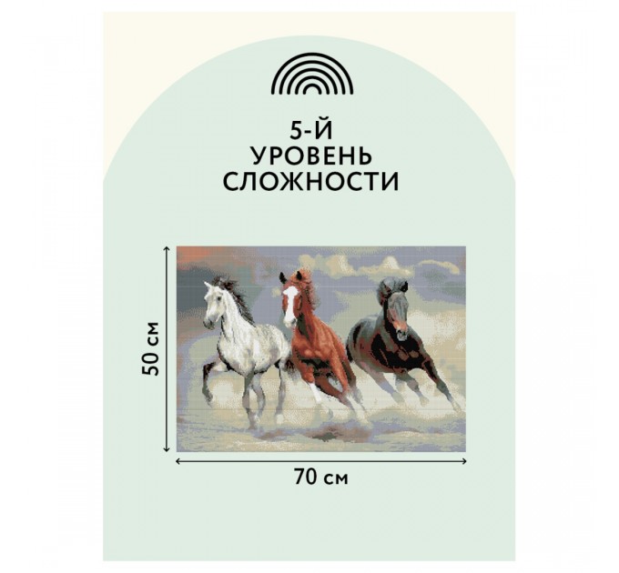 Мозаика алмазная Три совы «Тройка лошадей», 50х70 см, холст АМ5070_47582
