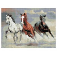 Мозаика алмазная Три совы «Тройка лошадей», 50х70 см, холст АМ5070_47582