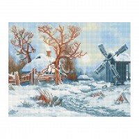 Мозаика алмазная Три совы «Зима в деревне», 30х40 см, холст АМ3040_47528