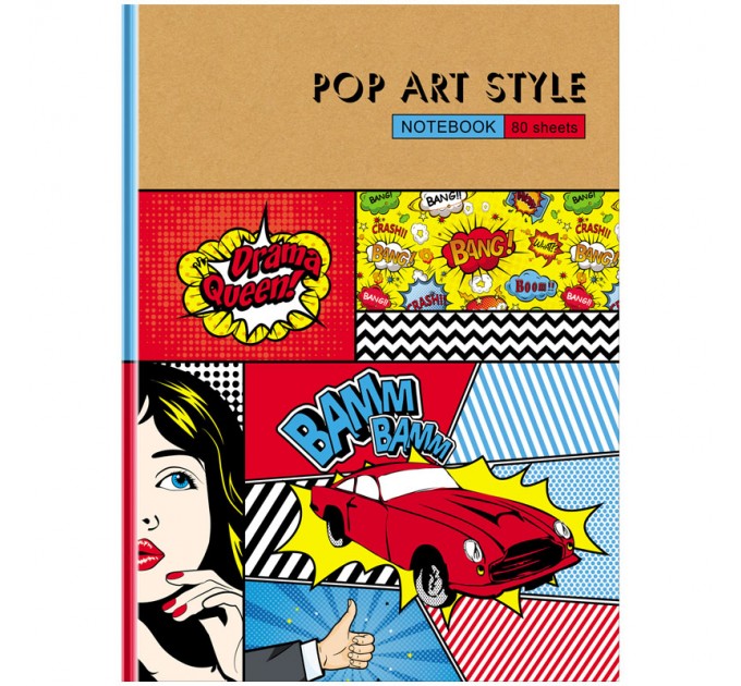 Блокнот A4, 80 л., клетка, глянцевая ламинация, BG «POP ART» ББ4т80_лг8396