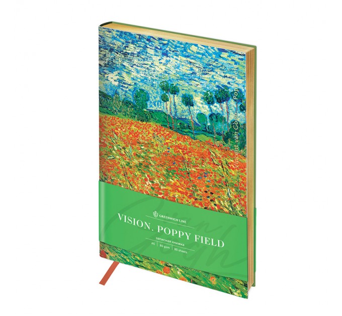 Книжка записная A5, 80 л., клетка, кожзам, Greenwich Line, «Vision. Van Gogh. Poppy field» NA5_30772