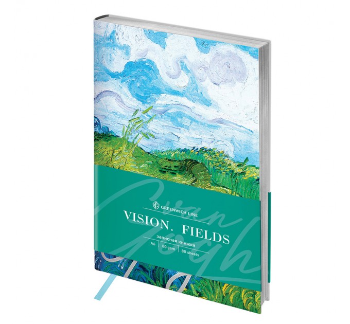 Книжка записная A6, 80 л., клетка, кожзам, Greenwich Line «Vision. Van Gogh. Fields» NA6-25408