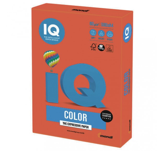 Бумага A4, 500 л., 80 г/м², кирпично-красный интенсив, IQ «Color intensive» ZR09