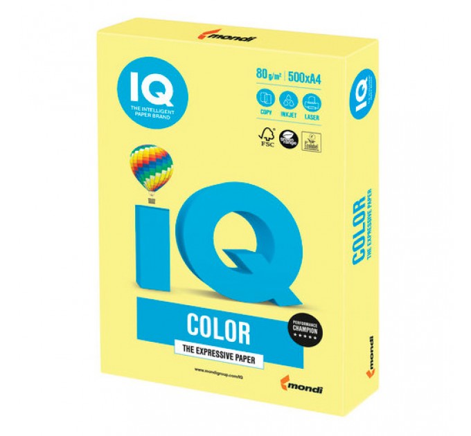 Бумага A4, 10 л., 80 г/м², лимонно-желтая, IQ «Color trend»+файл ZG34/файл