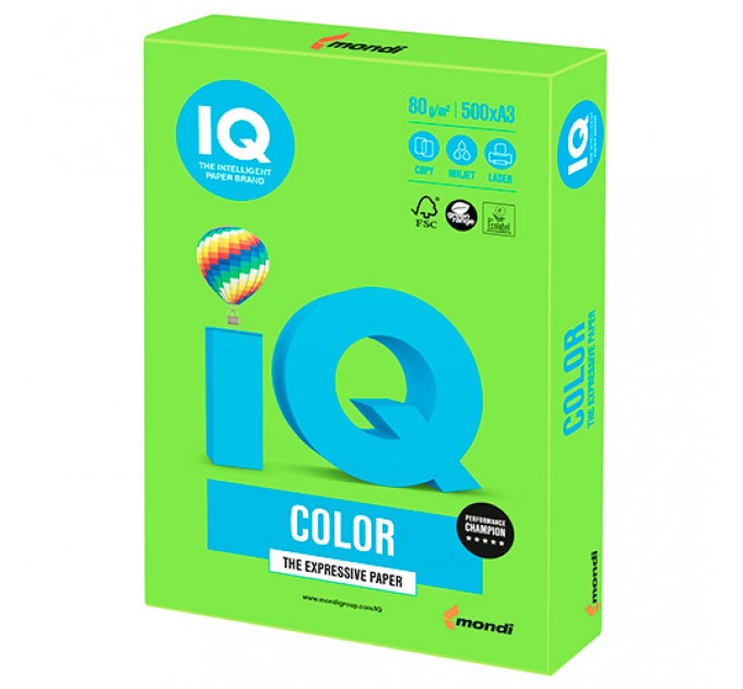 Бумага A4, 10 л., 80 г/м², ярко-зеленый интенсив, IQ «Color intensive»+файл МА42/файл