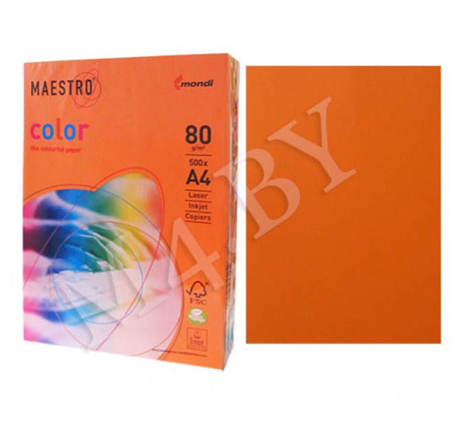 Бумага A4, 500 л., 80 г/м², оранжевый, «MAESTRO COLOR» 80-43-МС