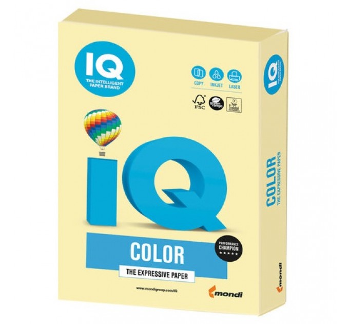 Бумага A4, 10 л., 80 г/м², желтый, IQ «Color pale»+файл YЕ23/файл