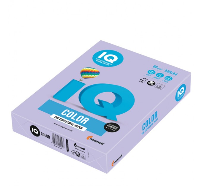 Бумага A4, 500 л., 80 г/м², бледно-лиловая, IQ «Color Trend» LA12