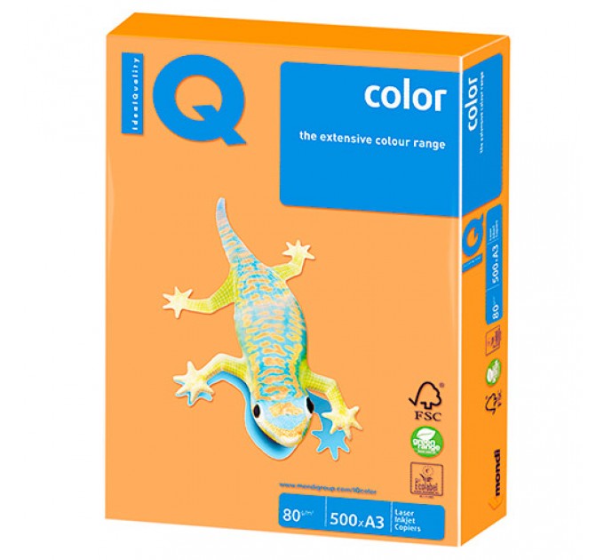 Бумага A4, 10 л., 80 г/м², оранжевый неон, IQ «Color neon»+файл NEOOR/файл