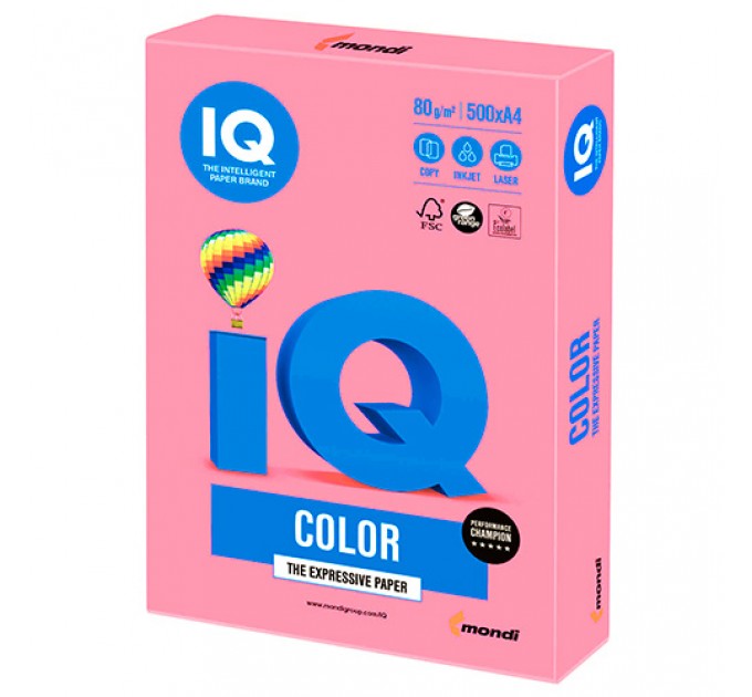 Бумага A4, 500 л., 80 г/м², розовый неон, IQ «Color neon» NEOPI