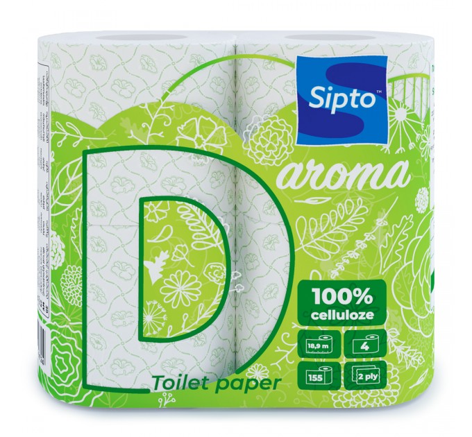 Бумага туалетная Sipto Deco Aroma, запах цветы луговые, 2 слоя, 4 шт 724