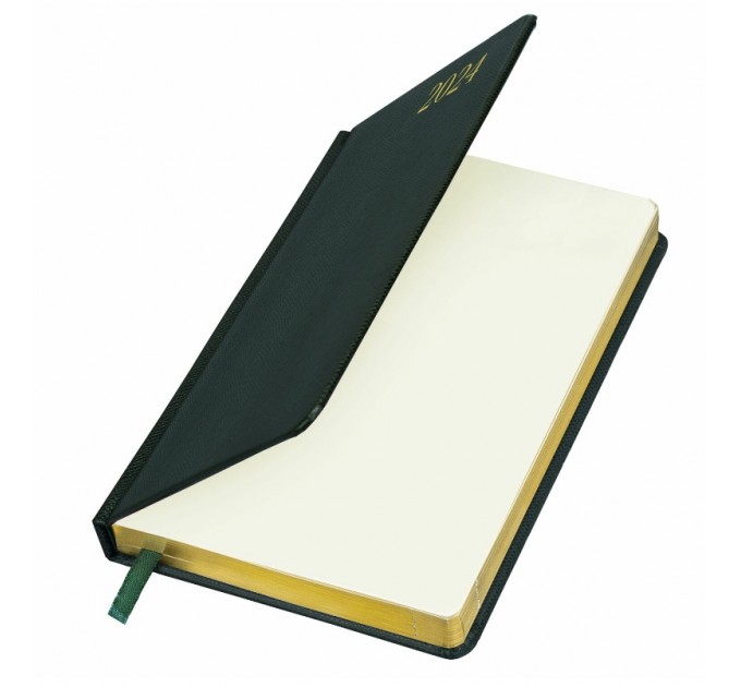 Ежедневник A5, 168 л., датированный, кожзам, золотой срез, темно-зеленый, «Iguana», 2024 г 114852