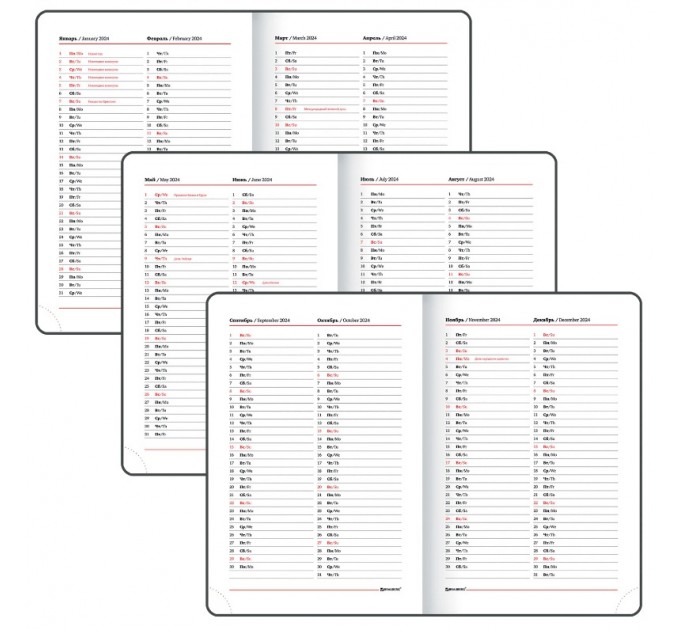 Еженедельник A5, 64 л., датированный, балакрон, черный, «Select» (2024 г.) 115035