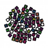 Бусины пластиковые Hobbius чёрные с цветными цифрами, 6 мм, 50 шт ABFB-04 №02