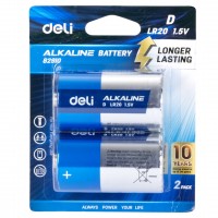 Батарейка LR20 Alkaline, Deli, 2 шт в блистере 82910
