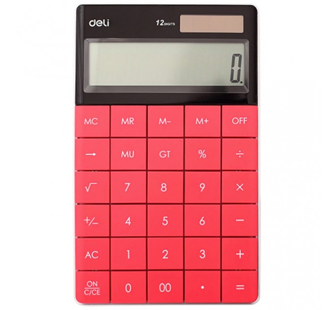 Калькулятор 12-разрядный, красный, Deli 1589