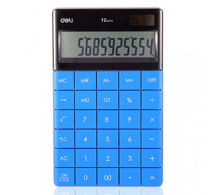 Калькулятор 12-разрядный, синий, Deli 1589
