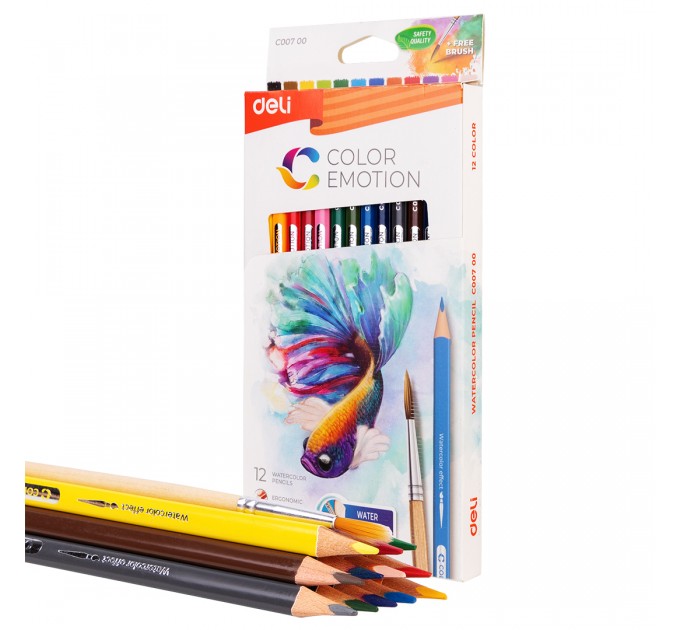 Акварельные карандаши Deli «Color Emotion»,12 цветов 00700С