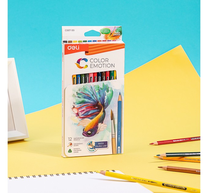 Акварельные карандаши Deli «Color Emotion»,12 цветов 00700С