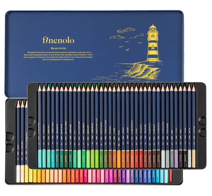 Карандаши 72 цвета, акварельные, в металлическом пенале, Finenolo C129-72