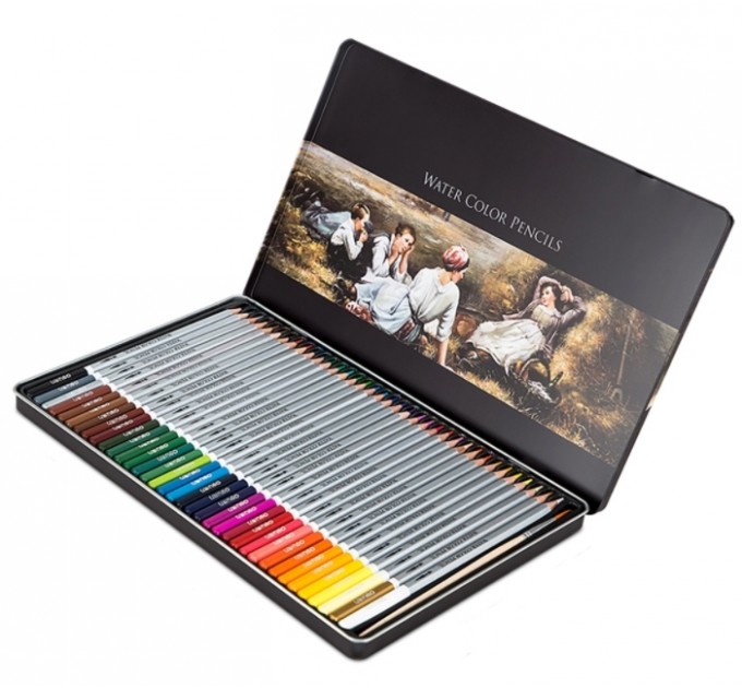 Художественные акварельные карандаши 36 цветов, в металлическом пенале 6522