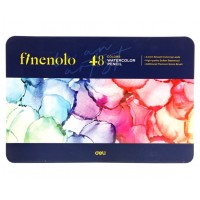 Карандаши 48 цветов, акварельные, в металлическом пенале, Finenolo C129-48