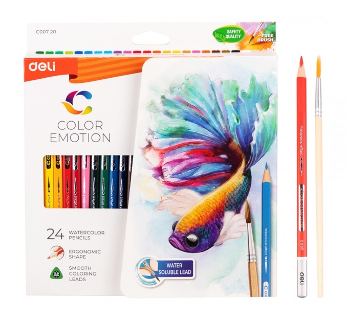 Акварельные карандаши Deli «Color Emotion», 24 цвета 00720С