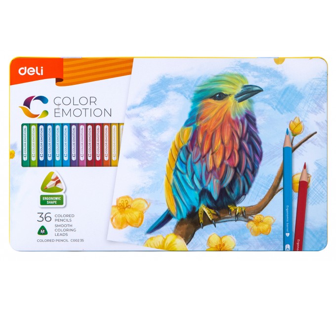 Карандаши Deli «Color Emotion» NEW, 36 цветов, в металлическом пенале С00235new