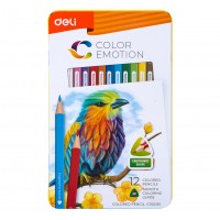 Карандаши Deli «Color Emotion» NEW, 12 цветов, в металлическом пенале С00205new