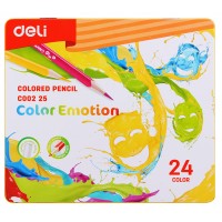 Карандаши Deli «Color Emotion», 24 цвета, в металлическом пенале С00225