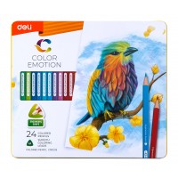 Карандаши Deli «Color Emotion» NEW, 24 цвета, в металлическом пенале С00225new