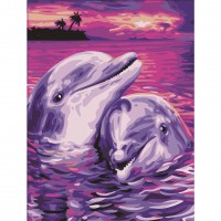 Картина по номерам «Дельфины», 40x50 см, холст на подрамнике, 3 кисти 662482