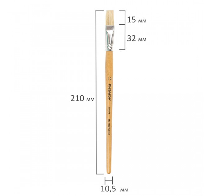 Кисть ПИФАГОР Щетина, плоская, № 12 200875