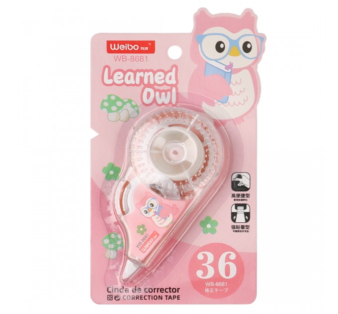 Корректирующая лента в роллере 5 мм х 8 м, «LEARNED OWL» WB-8681