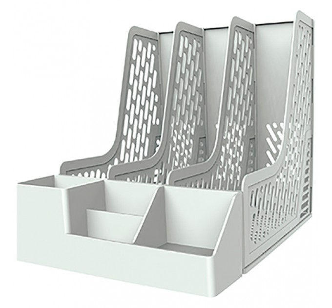 Лоток вертикальный сборный, 3 секции, многофункциональный, серый Z00112