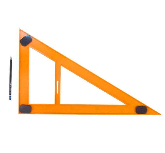 Набор чертежный 5 предметов для классной доски (2 треугольника+транспортир+линейка+циркуль) RS01