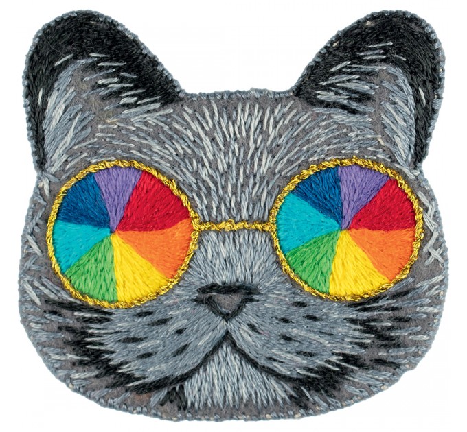 Набор для вышивания PANNA Живая картина «Брошь. Кот в радужных очках» JK-2218