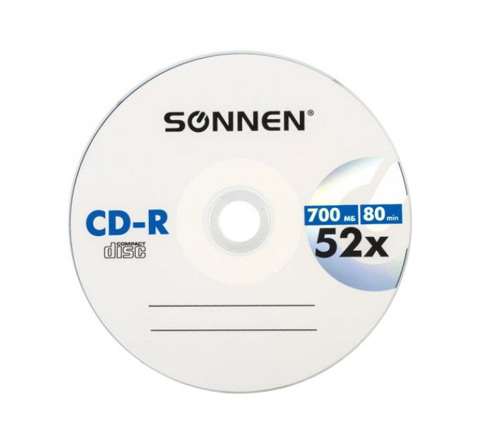 Диск CD-R, 700 Mb, 52 x, «SONNEN», в конверте CD-R700MB_52X(SONNEN