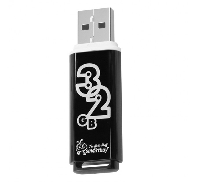 Флеш-накопитель 32 Гб, USB, SMART BUY, GLOSSY, черный SB32GBGS-K