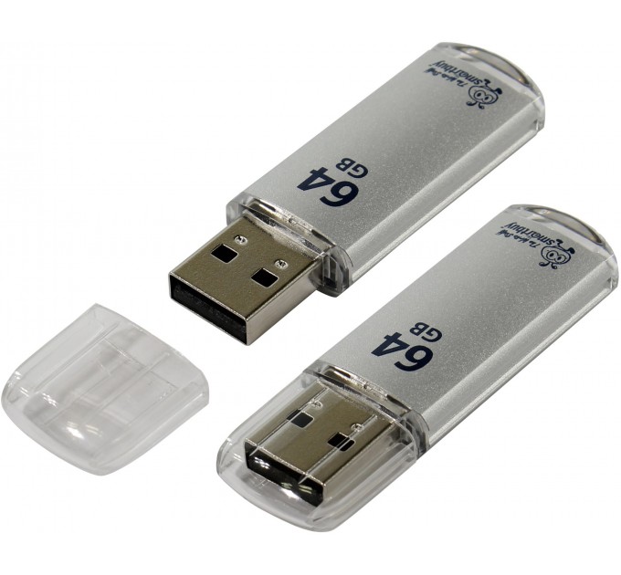 Флеш-накопитель 64Гб FLASH DRIVE «V-CUT» 2.0, серебро, металл. корпус SB64GVC-S