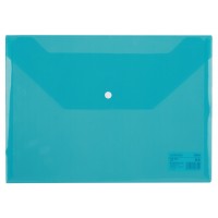 Папка конверт A4 на кнопке, прозрачная голубая F10472
