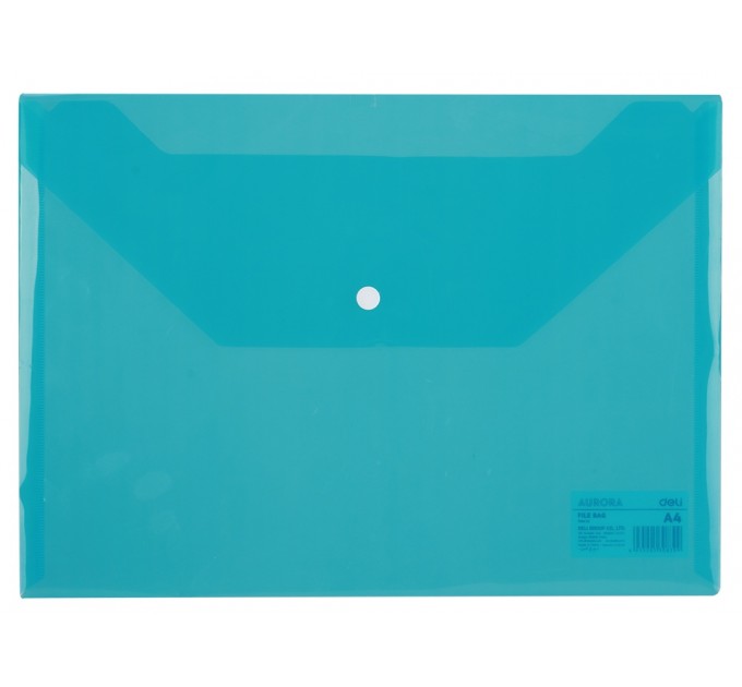 Папка конверт A4 на кнопке, прозрачная голубая F10472