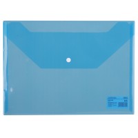 Папка конверт А4 на кнопке, прозрачная синяя F10432