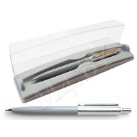 Набор подарочный ручка в футляре, серый корпус, HALF METAL 544сер/хром Р-16-А