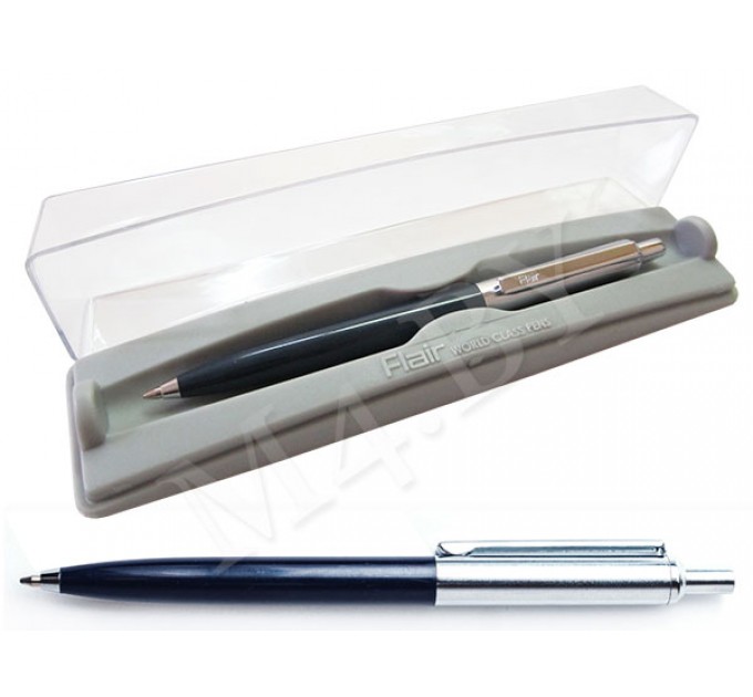 Набор подарочный ручка в футляре, синий корпус, HALF METAL 544син/хром Р-16-А