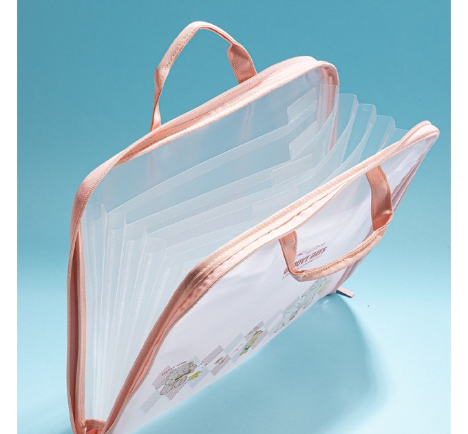 Портфель пластиковый A4, на 7 отделений, розовый, GROOVY DAYS PM305