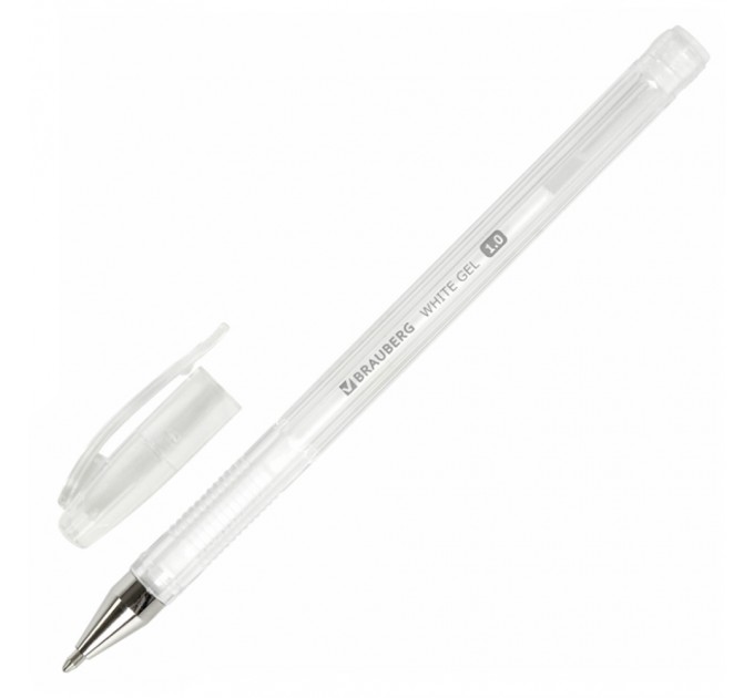 Ручка гелевая, пастель белая, корпус прозрачный 143417